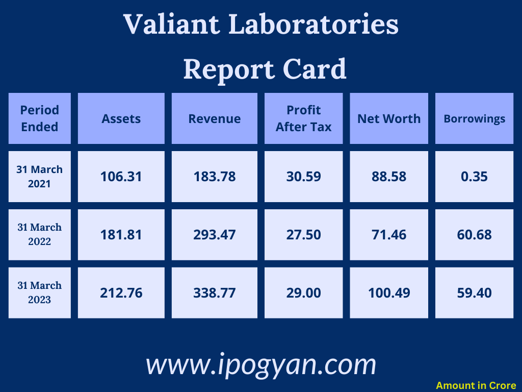 Valiant Laboratories Financials