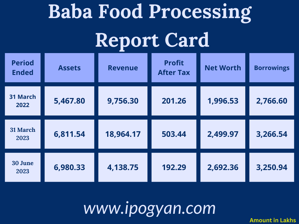 Baba Food Processing Financials
