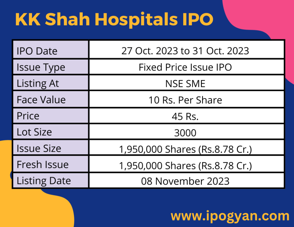 KK Shah Hospitals IPO Details