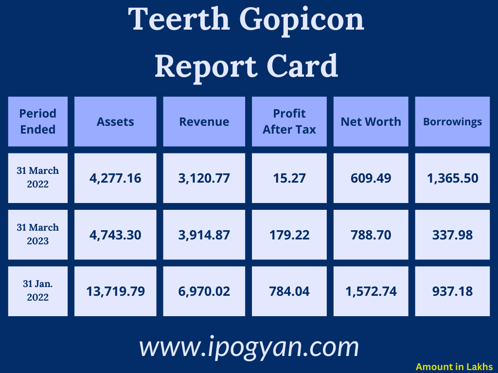 Teerth Gopicon Financials
