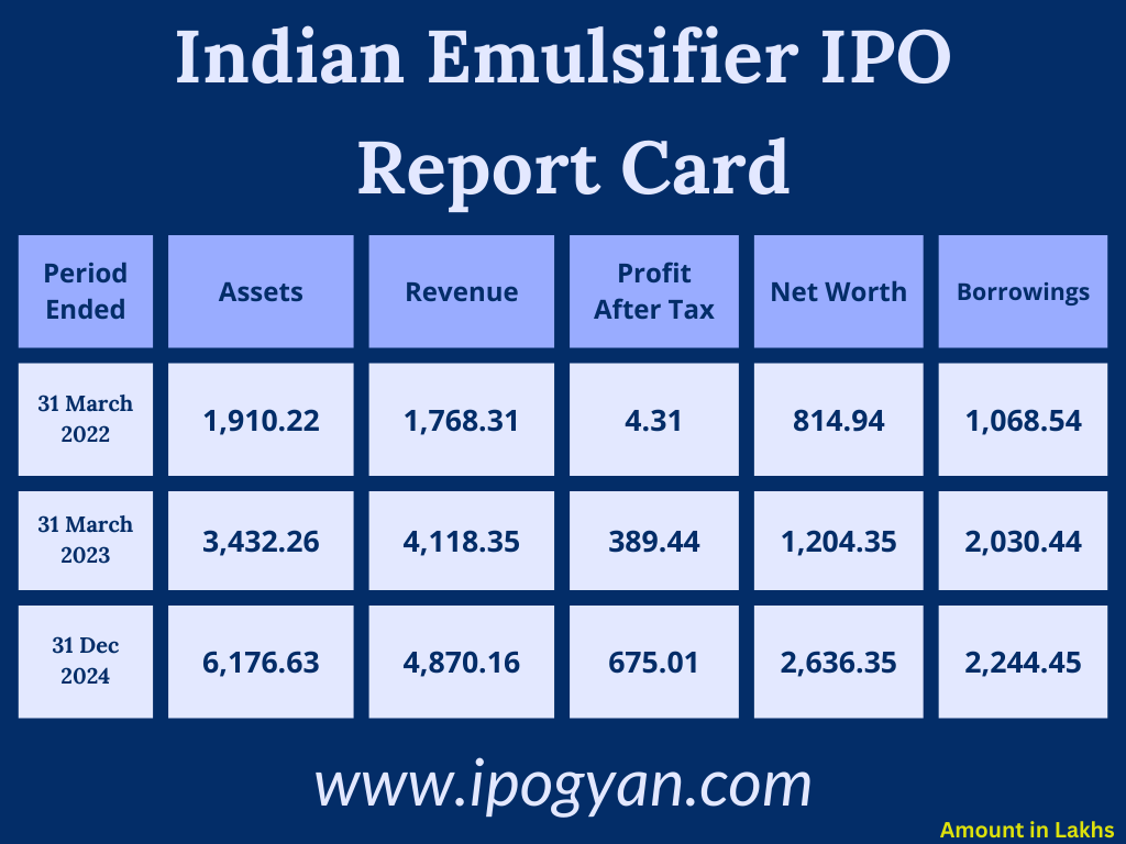 Indian Emulsifier Financials